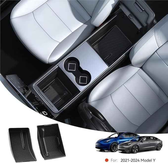 GGCLIMAX Car Organizers And Storage Compatible with Tesla Model 3/Y Highland 2021-2024 Center Console Lower Storage Box TPE Armrest Organizer Mat(For Modle Y)
