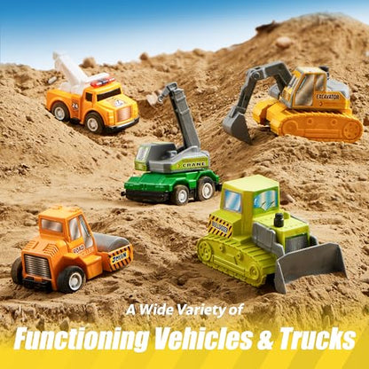18 Pcs Pull Back City Cars and Trucks Toy Vehicles Set (18 Count)