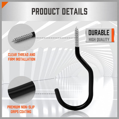 HORUSDY 12 Pack Heavy Duty Bike Hooks - 6 Inch, 100LBS Capacity for Garage Wall and Ceiling