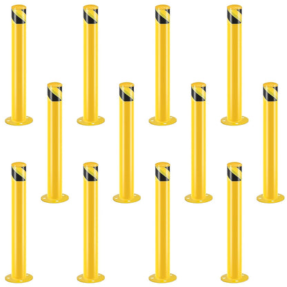 Safety Bollard Post, Steel Bollards,Parking Bollard, Yellow Powder Coated Safety Parking Barrier Post, for Traffic Sensitive Areas (12, 36"H*3.5"D)