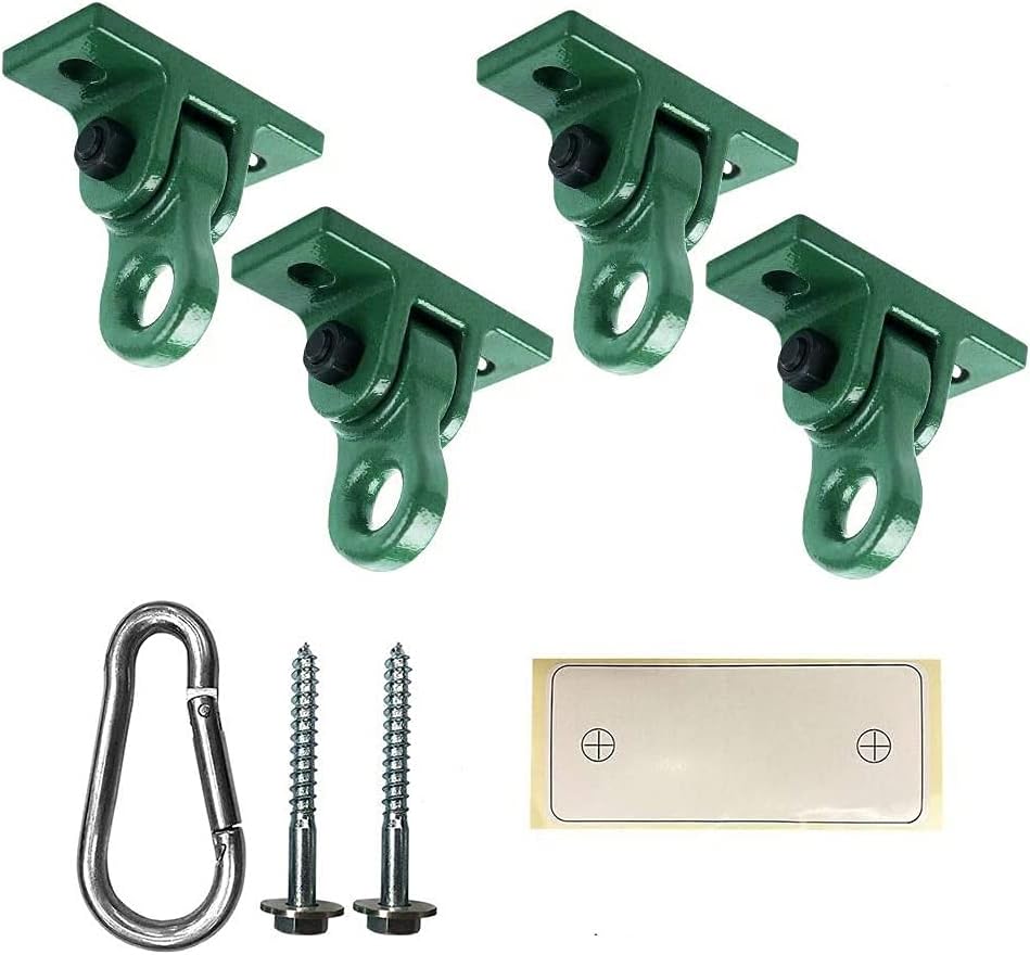 Heavy Duty Green Swing Hangers Screws Bolts Included Over 5000 lb Capacity Playground Porch Yoga Seat Trapeze Wooden Sets Indoor Outdoor (4 Pack)
