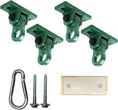 Heavy Duty Green Swing Hangers Screws Bolts Included Over 5000 lb Capacity Playground Porch Yoga Seat Trapeze Wooden Sets Indoor Outdoor (4 Pack)
