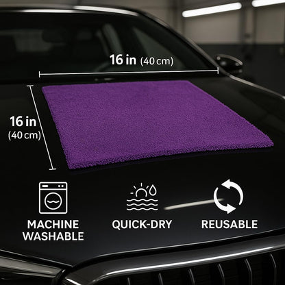 4 Pack Pak Details Edgeless Microfiber Towels for Cars | 16x16 Ultra-Soft, Scratch-Free & Lint-Free Car Detailing Microfiber Cloths for Buffing & Coating | Seamless Finish Auto Cleaning Cloths