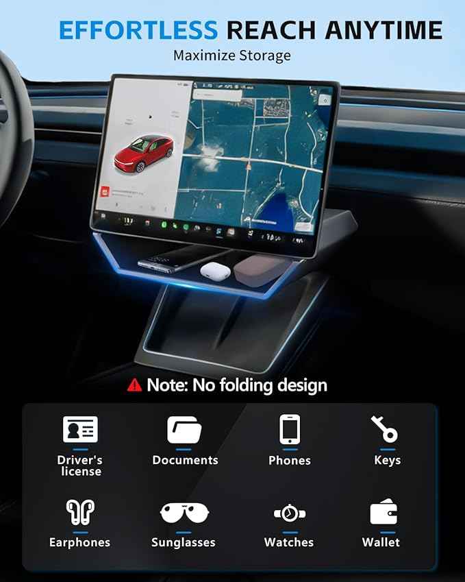(Upgraded for Tesla Model Y Juniper Under Screen Storage Organizer 2025-2026 [Cyber-Inspired], Model 3 Highland 2024-2025 Center Console Organizer Tray for Tesla Model Y Juniper Accessories