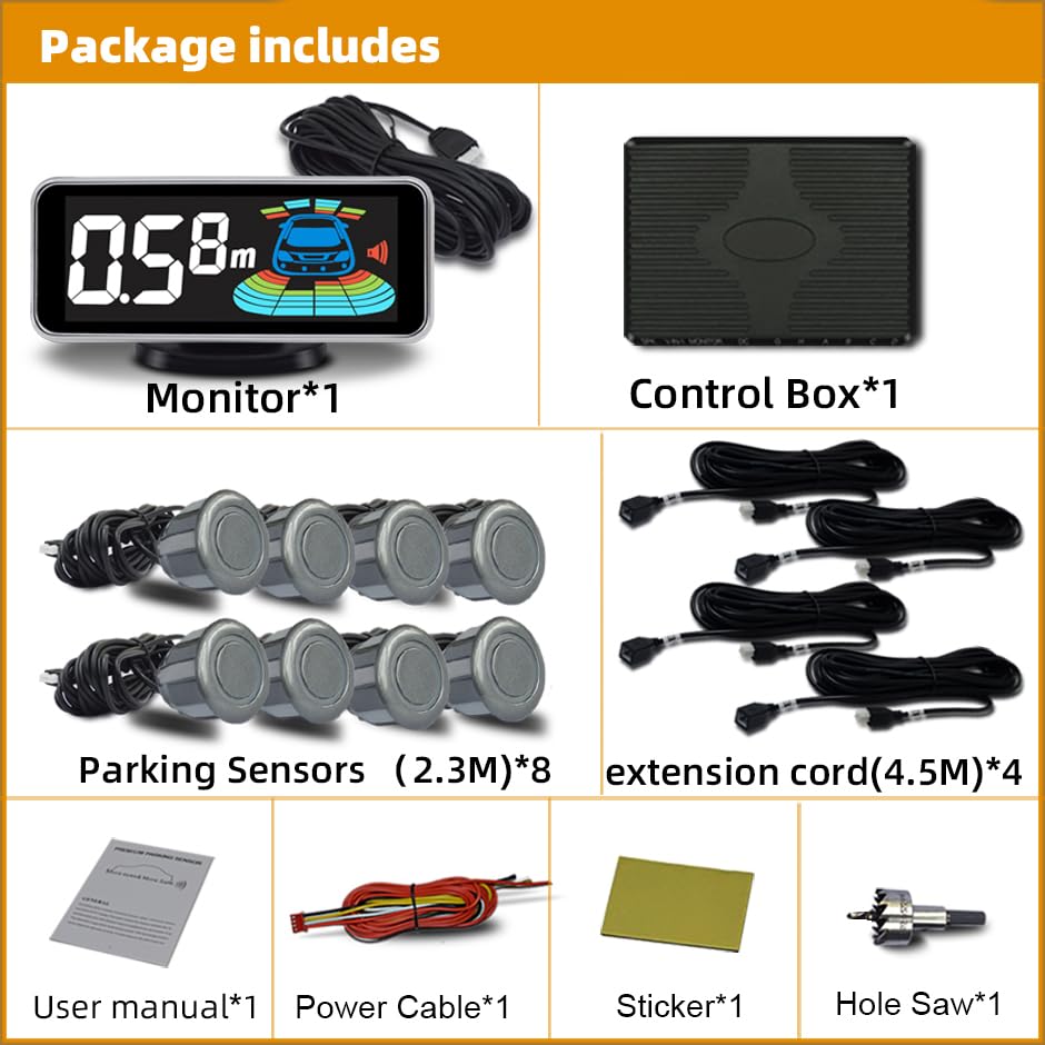 Car Parking Sensors Kit Reverse Radar parktronic System Auto Electronics Vehicle Back Assistant Reverse 8 Sensor