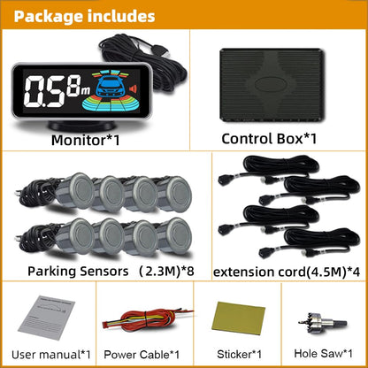 Car Parking Sensors Kit Reverse Radar parktronic System Auto Electronics Vehicle Back Assistant Reverse 8 Sensor