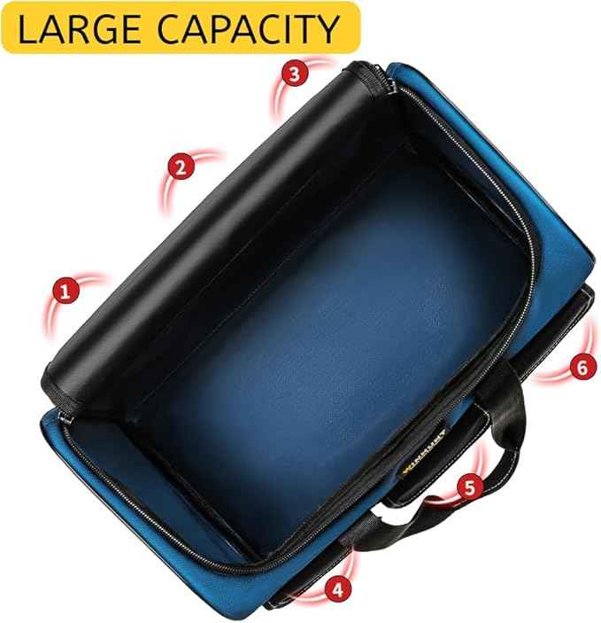 Large Tool Bag, 1680 Denier with 5 Exterior Pockets Electrician Tool Bag, Ideal for DIY Enthusiasts and Craftsmen Tool Bags for Men Heavy Duty, Blue