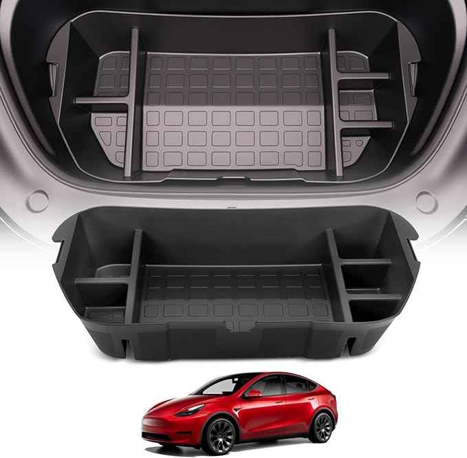 YHTAUTO Front Trunk Organizer Compatible with Tesla Model Y 2020 2021 2022 2023 2024, Frunk Storage Organizer Storage Box fits Tesla Y Accessories, 6 Separate Spaces