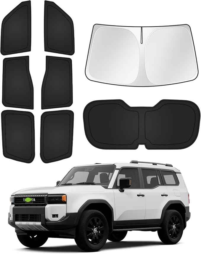 Sunshades for 2024 2025 2026 Toyota Land Cruiser Prado 250 Accessories Windshield Sun Shade Side Rear Window Shade Cover Sun Visor Shield Privacy Protection Keep Vehicle Cool Black 8PCS