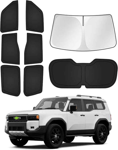 Sunshades for 2024 2025 2026 Toyota Land Cruiser Prado 250 Accessories Windshield Sun Shade Side Rear Window Shade Cover Sun Visor Shield Privacy Protection Keep Vehicle Cool Black 8PCS