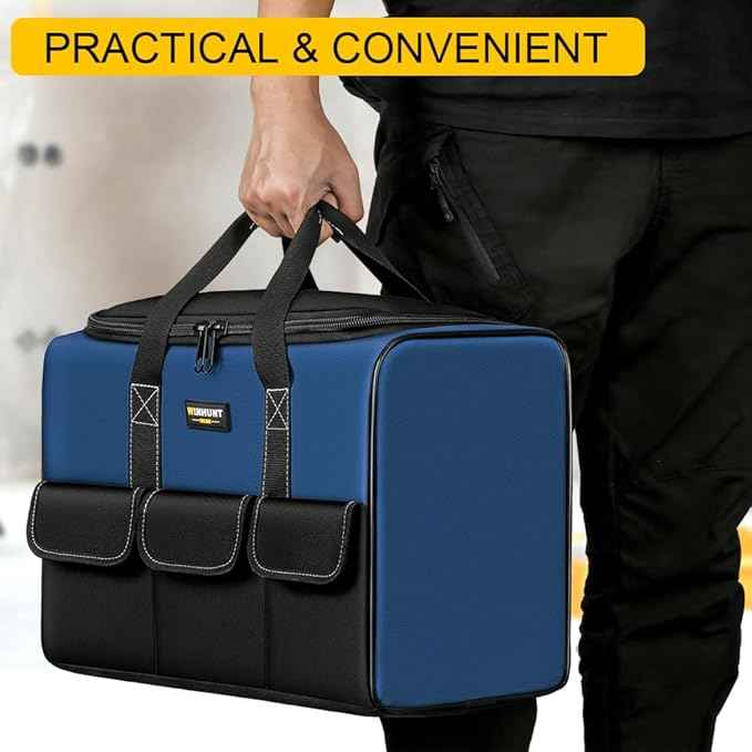 Large Tool Bag, 1680 Denier with 5 Exterior Pockets Electrician Tool Bag, Ideal for DIY Enthusiasts and Craftsmen Tool Bags for Men Heavy Duty, Blue