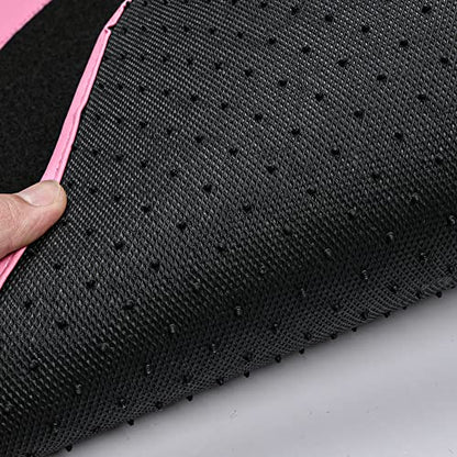 Pink Edge Faux Leather Car Floor Mats Universal Car Carpet Mats with Double Stitch Line Anti