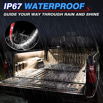 2Pcs 60 Inch White LED Cargo Truck Bed Light Strip Lamp Waterproof Lighting Kit with On