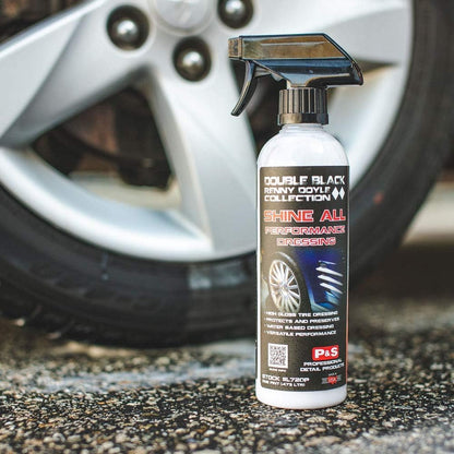 P&S Professional Detail Products Shine All Performance Dressing – High Gloss Tire & Trim Dressing – Water-Based, Interior/Exterior Use on Rubber, Vinyl & Leather – Pro Detail Finish 1 Gallon