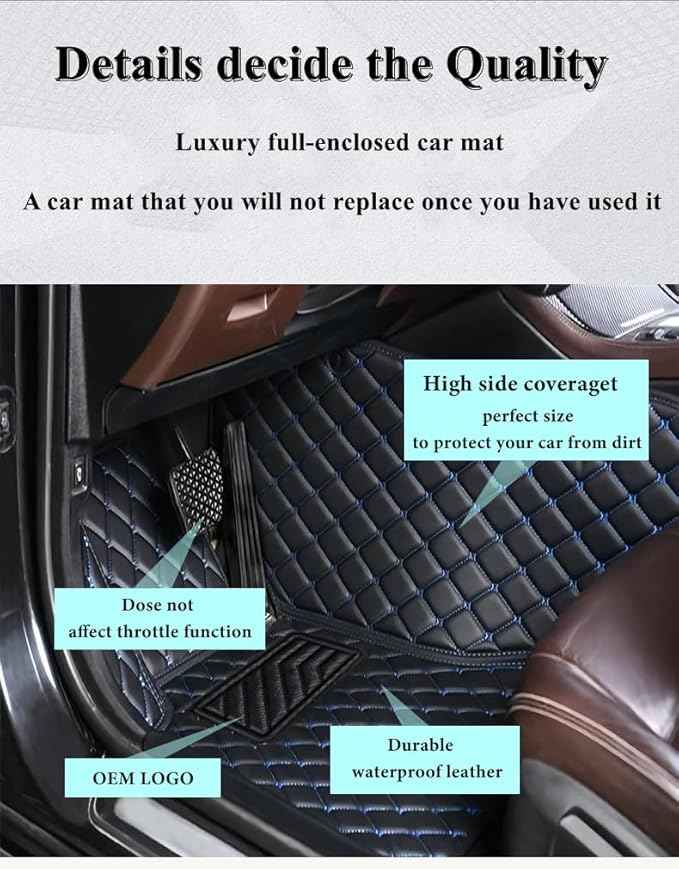 MAEVEN Customized Leather car Floor mats Suitable for 99% of car Models All-Weather Protection Waterproof Anti Slip Men's Women's car Liners (Black Stripe 3)