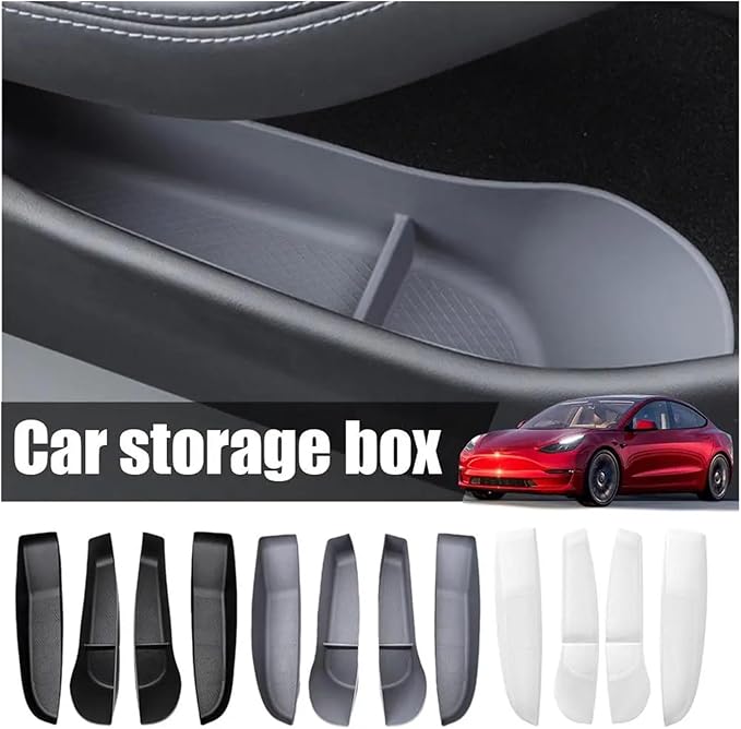 The Car Storage Box is Suitable Compatible for Tesla Model 3 Highland 2024 Door Slot Storage Box and Car Modification Accessories(Color:White)