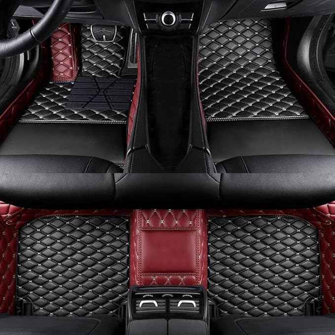 Custom Fit Car Floor Mats by SARAHS - Waterproof PU Leather Full Coverage for Most Cars, SUVs, and Trucks - Automotive Liners to Protect Vehicle Interior Floor Accessories (Black Wine 2)