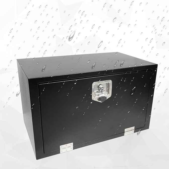 30 Inch Black Steel Truck Tool Box with T-Handle Latch Flatbed Tool Box Storage Box for Trailer Heavy Duty Truck Bed Storage Organizer Chest (18"x 18" x 30”)