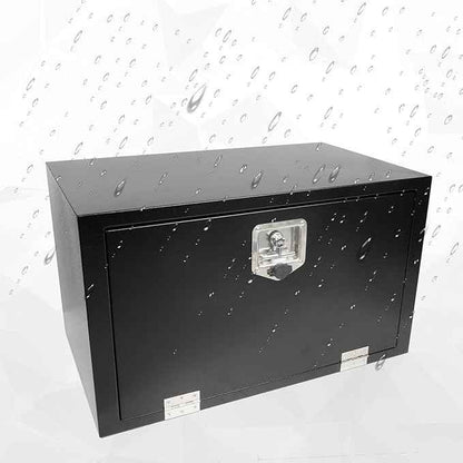 30 Inch Black Steel Truck Tool Box with T-Handle Latch Flatbed Tool Box Storage Box for Trailer Heavy Duty Truck Bed Storage Organizer Chest (18"x 18" x 30”)