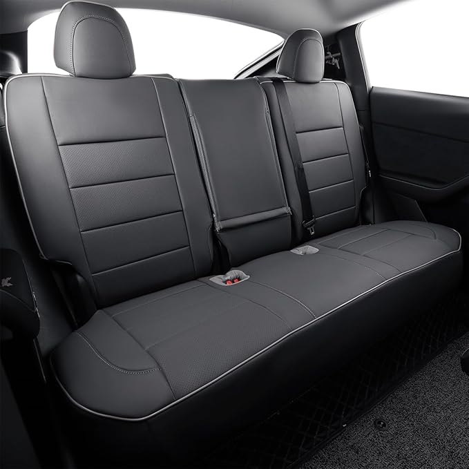 EKR Model Y Seat Covers for Tesla Model Y 2026 (Only for 5 Seats),Waterproof Seat Protectors,Leather Car Seat Cover Full Set,Faux Leather (Gray)