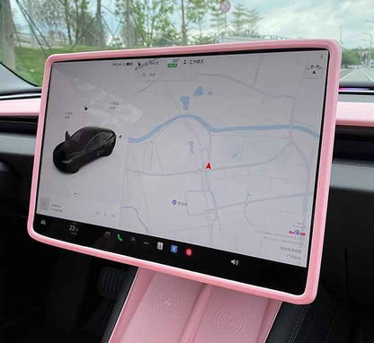 frani Center Console Cover 5Pcs Set for Tesla Model 3 2024-2026 Highland and Model Y Juniper 2025,Tesla Interior Center Console Cover Decor Accessories Pink
