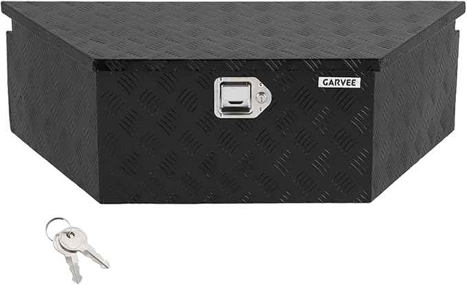 Garvee Heavy Duty Trailer Tongue Box with Lock & Keys, 39" x 16" x 12" Steel Tool Chest Storage Organizer for Utility Trailer, Pickup Truck Bed, RV, SUV and Off-Road Vehicle, Black