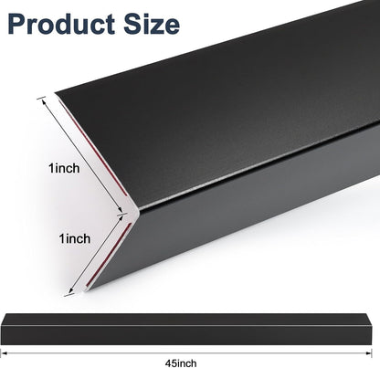 4PCS 45" Black Metal Corner Protectors, Aluminum Self Adhesive Corner Guards, Metal Wall Edge Protector Strip, Furniture Corner Protectors, Wall Cabinet Baseboard Decoration 45" x 1"