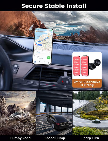 for Magsafe Car Mount Charger 15W LED RGB Car Phone Holder for Dash Vent