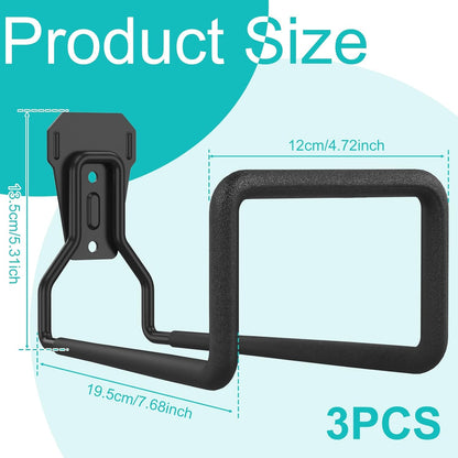 3PCS Metal Garden Hose Hook Heavy Duty Water Hose Hook Wall Mounted Garage Hook Sturdy Storage Bracket Stand Organizer 120lbs for Water Extension Cords Black