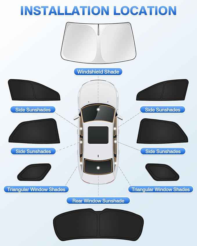Sunshades for 2024 2025 2026 Chevrolet/Chevy Blazer EV (NOT for Chevrolet Blazer) Accessories Windshield Sun Shade Side Rear Window Shade Cover Sun Visor Shield Privacy Protection Black 8PCS