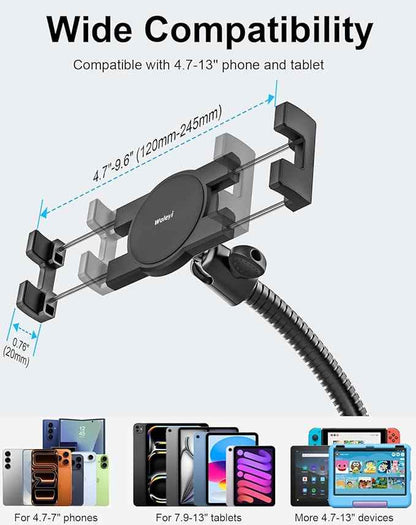 woleyi Car or Truck Seat Rail Tablet Mount, Heavy Duty Gooseneck Car Floor Tablet Holder Bolt Stand with 20-inch Aluminum Arm, for iPad Pro Air Mini, Galaxy Tab, Z Fold, Fire HD, iPhone, 4-13" Devices