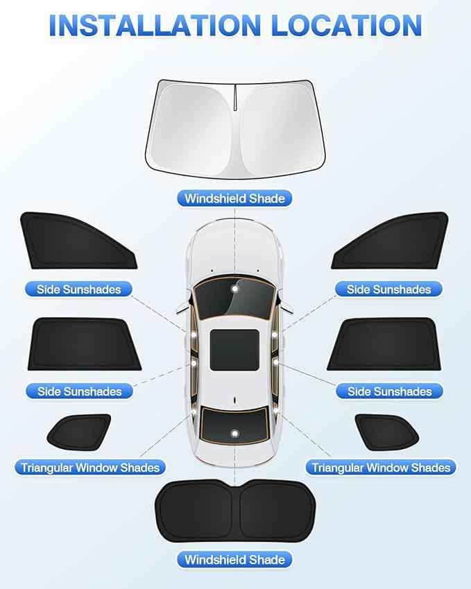 Sunshades for 2024-2025 2026 Toyota Grand Highlander Accessories Windshield Sun Shade Side Rear Window Shade Cover Sun Visor Shield Privacy Protection for Camping Keep Vehicle Cool Black 8PCS