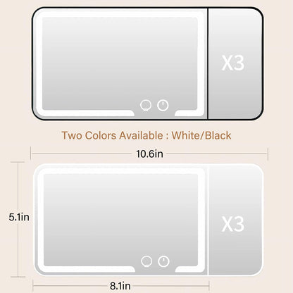Car Sun Visor Vanity Mirror, Dimmable Touch Screen Makeup Mirrors with 3 Light Modes & 3x Magnifying for Women Detailed Makeup Universal Clip-on Rear View Sun-Shading Cosmetic Mirror (White)