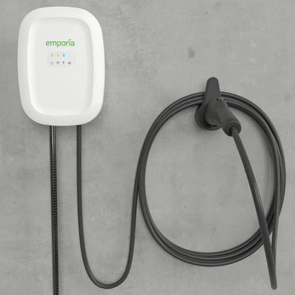 EMPORIA Level 2 EV Charger w/ J1772 Charger, 48 amp, Preconfigured for Hardwired Install with Whip, UL/Energy Star WiFi Enabled EVSE Level 2, 25ft Cable (Black)