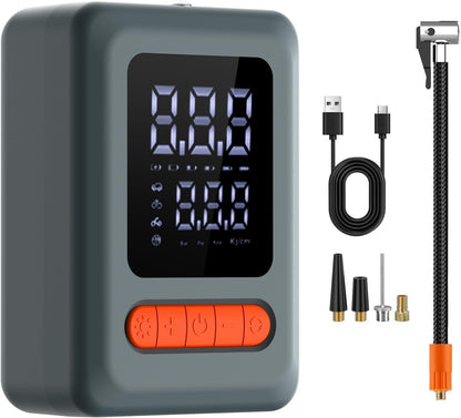 Tire Inflator Portable Air Compressor, Cordless Air Pump with LED Light & Pressure Gauge for Auto, Motorcycles, Bikes, Balls, Emergency Phone Charger