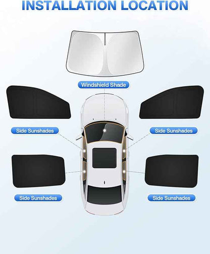 Sunshades for 2019-2025 2026 Ford Ranger 4Door Windshield Sunshade Side Rear Windows Sun Visor Shield Privacy Cover Keep Vehicle Cool Black 5PCS