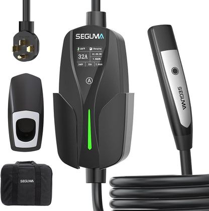 Level 2 EV Charger for Tesla, 32Amp 240V 7.68kW NACS EV Chargers, NEMA 14-50 Plug, Adjustable Current, 25FT Portable Electric Car Charger Compatible with All Nacs (Black)
