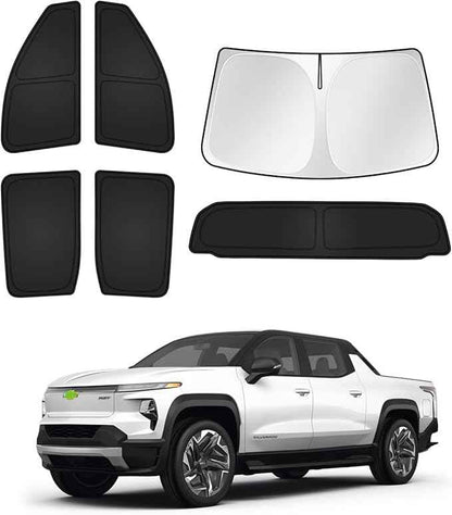 Sunshades for Chevrolet/Chevy Silverado EV & GMC Sierra EV 2024 2025 2026 Accessories Windshield Sun Shade Side Rear Window Shade Cover Sun Visor Shield Privacy Keep Vehicle Cool Black 6PCS