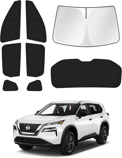 Sunshades for 2021-2025 2026 Nissan Rogue (NOT for Nissan Rogue Sport) Accessories Windshield Sunshade Side Rear Windows Sun Visor Privacy Protection Keep Vehicle Cool Black 8PCS