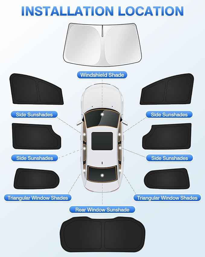 Sunshades for Chrysler Pacifica 2017-2025 2026 Accessories Windshield Sun Shade Side Rear Window Shade Cover Sun Visor Shield Privacy Protection Keep Vehicle Cool Black 8PCS