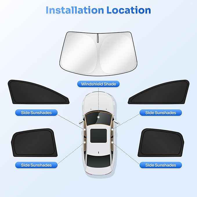 Sunshades for 2025 2026 Nissan Murano Accessories Windshield Sun Shade Side Rear Window Shade Cover Sun Visor Shield Privacy Protection for Camping Keep Vehicle Cool Black 5PCS