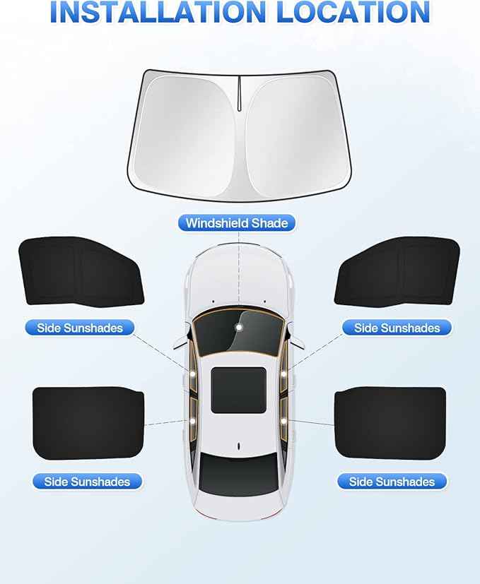 Window Shades for Ford F150 4Door 2021-2025 2026 F-150 Accessories Windshield Sun Shade Side Rear Window Covers Sunshade Sun Visor Privacy Protection for Camping Keep Vehicle Cool Black 5PCS
