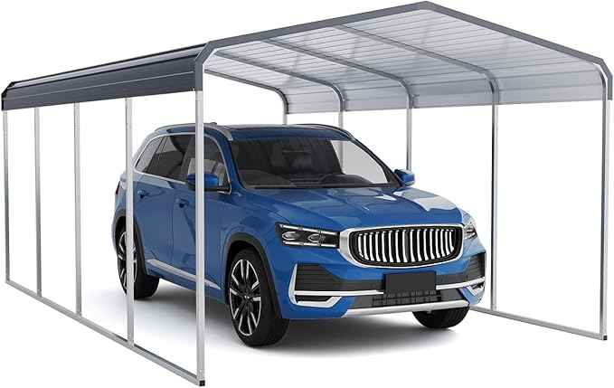 12x20 Metal Carport, Heavy Duty Carport, Shelter with Galvanized Metal Roof and Updated Frame, Car Canopy Garage for Car, Pickup, Boats and Tractors