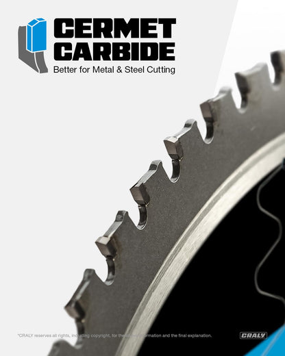 CRALY 14 Inch 66 Teeth Steel and Ferrous Metal Cutting Circular Saw Blade, 1 Inch Arbor, Thin Kerf, Professional Cermet Carbide Tipped Blade for Angle Iron, Threaded Rod, EMT Conduit(C1466MC)
