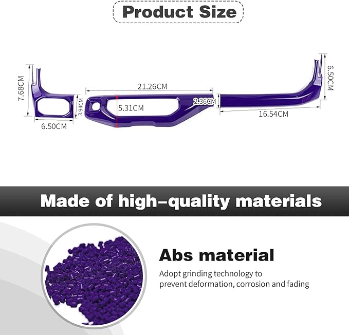 CheroCar for JL Center Console Headlight Air Conditioning Control Panel & Co-Pilot Handle Panel Interior Accessories fit for Jeep Wrangler JL JLU 2024 2025 2026,Purple
