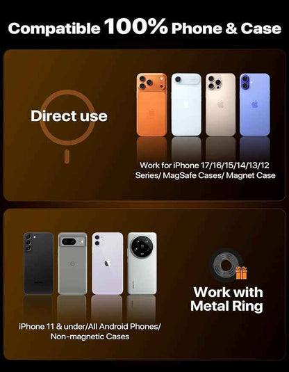 Miracase for MagSafe Car Mount, [Strong Magnetic] 2026 Hands Free Phone Holders for Your Car, Universal Cup Holder Phone Holder for iPhone 17 16 15 14 13 12 Pro Max, Samsung & More Smartphones