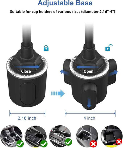 Gooseneck Car Cup Holder Tablet Mount, Truck Tablet Holder Cupholder Mount [Flexible Stable Long Arm] for 4-12.9" Tablets & Phones, iPad Pro/Air/Mini, Galaxy Tab, Huawei, iPhone Series
