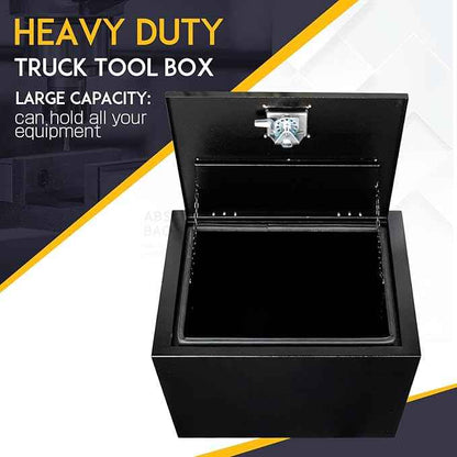 24 Inch Underbody Steel Truck Tool Box with T-Handle Latch Flatbed Underbody Tool Box Storage Box for Trailer Heavy Duty Truck Bed Storage Organizer Chest Black(18” x 18” x 24”)