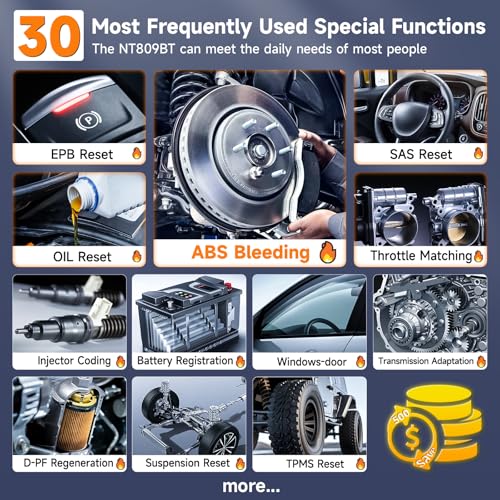 2026 FOXWELL Scanner NT809BT OBD2 Scanner Diagnostic Tool with 30+Resets