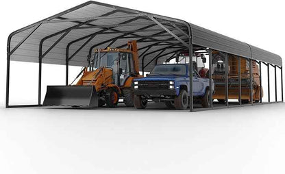20x40 FT Heavy-Duty Modular Carport System, Galvanized Steel Frame Commercial Shelter for Boats, Tractors & Dual-Vehicle Storage – 120 PSF & 100 MPH Wind Rated Metal Canopy Reinforced Roof
